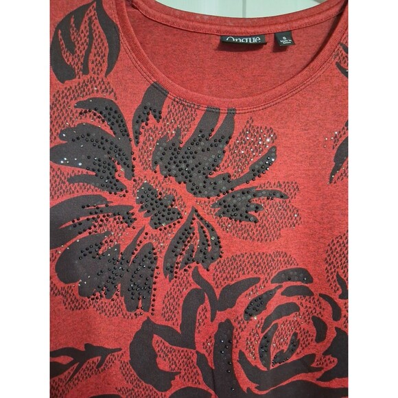 Women's Onque Casual 3/4 Sleeve Red Studded Top Blouse Size S - Picture 5 of 7